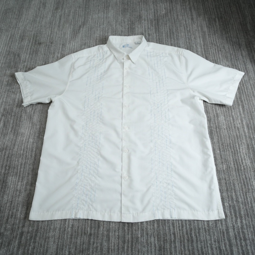 Cafe Luna Shirt Men Button Up Short Sleeve‎ White Solid XL